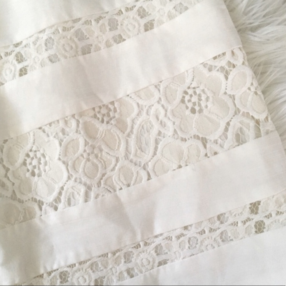 LOFT White Crochet Lace Inset Mini Skirt | Sz 4 - Picture 3 of 9